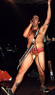 Blammo's vocalist struts his... stuff...